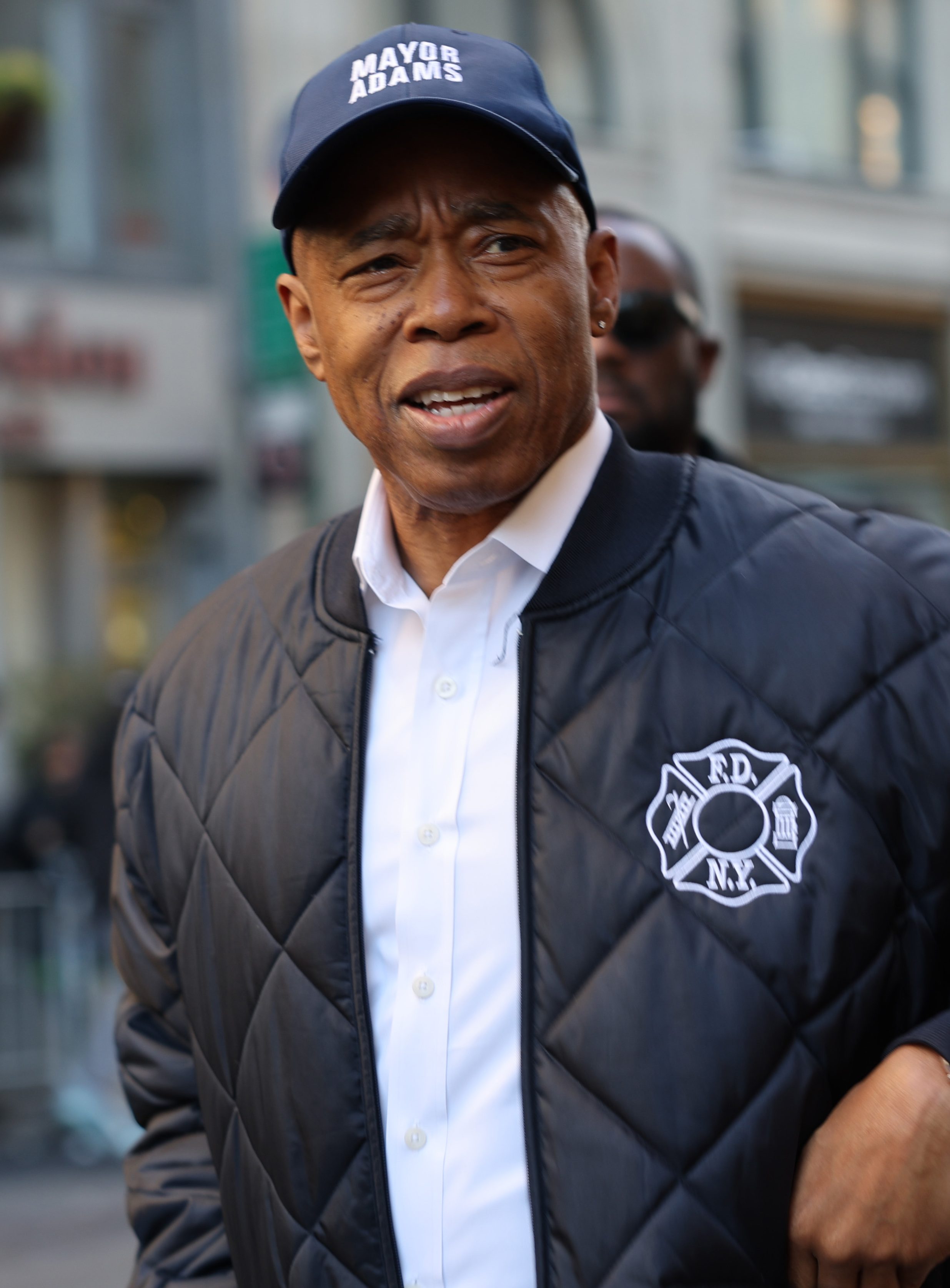 Eric Adams participates in the annual Veterans Day Parade on November 11, 2023 in New York City. Adams recently had his phone and iPad seized by the FBI as they investigated campaign funding in his administration. Hundreds of people lined 5th Avenue to watch the biggest Veterans Day parade in the United States. This year's event included veterans, active soldiers, police officers, firefighters, and dozens of school groups participating in the parade which honors the men and women who have served and sacrificed for the country (Photo by Spencer Platt/Getty Images)