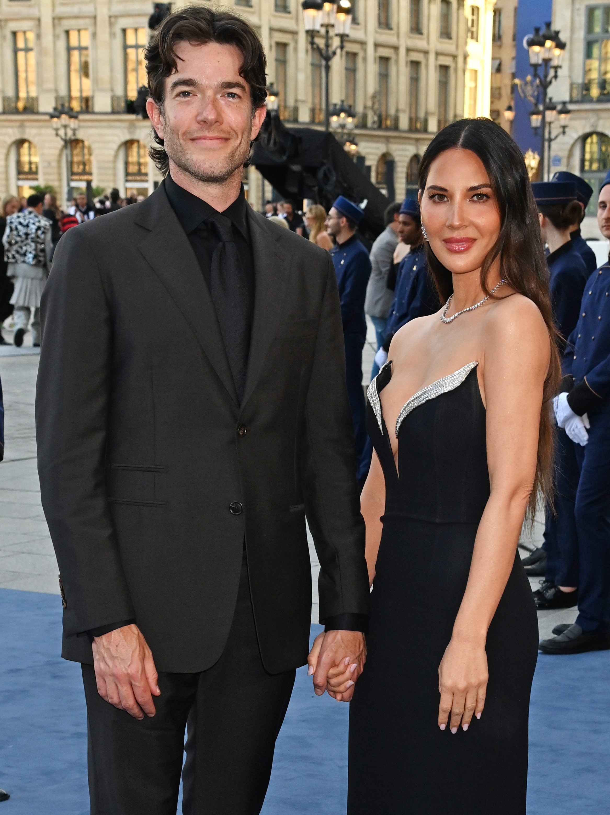 PARIS, FRANCE - JUNE 23: John Mulaney and Olivia Munn attend Vogue World: Paris at Place Vendome on June 23, 2024 in Paris, France. (Photo by Dave Benett/Getty Images)