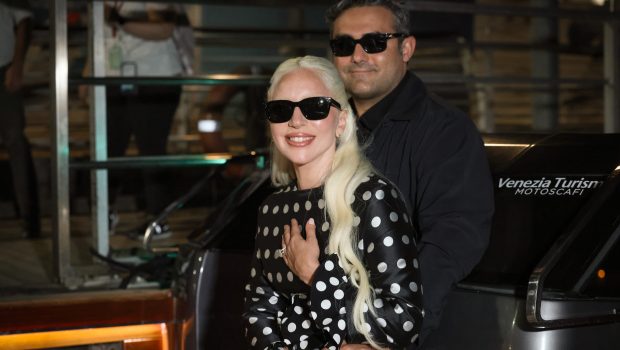 VENICE, ITALY - SEPTEMBER 02: Lady Gaga and Michael Polansky are seen arriving at the Venice's airport during the 81st Venice International Film Festival at  on September 02, 2024 in Venice, Italy. (Photo by Franco Origlia/Getty Images)