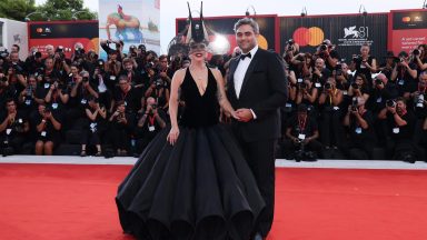 VENICE, ITALY - SEPTEMBER 04: Lady Gaga and Michael Polansky attend the "Joker: Folie à Deux" red carpet during the 81st Venice International Film Festival at Sala Grande on September 04, 2024 in Venice, Italy. (Photo by Ernesto Ruscio/Getty Images)