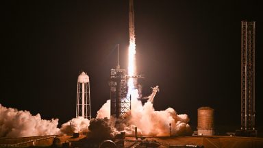 A SpaceX Falcon 9 rocket with the Crew Dragon Resilience capsule, carrying the crew of the Polaris Dawn Mission, lifts off from Launch Complex 39A at Kennedy Space Center in Cape Canaveral, Florida, on September 10, 2024. (Photo by CHANDAN KHANNA / AFP) (Photo by CHANDAN KHANNA/AFP via Getty Images)