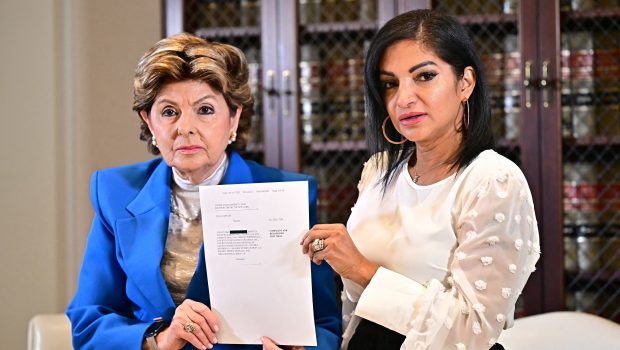 Attorney Gloria Allred and Thalia Graves, an alleged victim of Rap mogul Sean Diddy Combs, hold a copy of a criminal complaint during a press conference in Los Angeles on September 24, 2024. Graves is suing Combs for rape. Combs is imprisoned pending trial on racketeering and sex trafficking charges, after Judge Andrew Carter upheld a ruling on Septemebr 18, that the bail package proposed by his defense team was insufficient given his history of violence and substance abuse, and the possibility of witness tampering. (Photo by Frederic J. Brown / AFP) (Photo by FREDERIC J. BROWN/AFP via Getty Images)