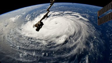 ATLANTIC OCEAN - SEPTEMBER 10: In this NASA handout image taken by Astronaut Ricky Arnold, Hurricane Florence gains strength in the Atlantic Ocean as it moves west, seen from the International Space Station on September 10, 2018. Weather predictions say the storm will likely hit the U.S. East Coast as early as Thursday, September 13 bringing massive winds and rain. (Photo by NASA via Getty Images)