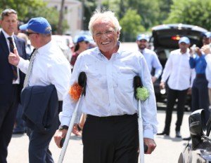 REVERE, MA - AUGUST 1: Citizens Energy Corporation Chairman Joseph P. Kennedy II departs a news conference announcing Citizens Energy's new low-come community shared solar program, JOE-4-SUN, on August 1, 2019 in Revere, Massachusetts. (Staff Photo By Angela Rowlings/MediaNews Group/Boston Herald) (Photo by Angela Rowlings/MediaNews Group/Boston Herald via Getty Images)