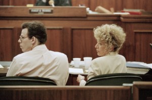 TRIAL OF THE MENENDEZ BROTHERS IN LOS ANGELES : Erik Menendez and his attorney : Leslie Abramson. (Photo by Kim Kulish/Sygma via Getty Images)