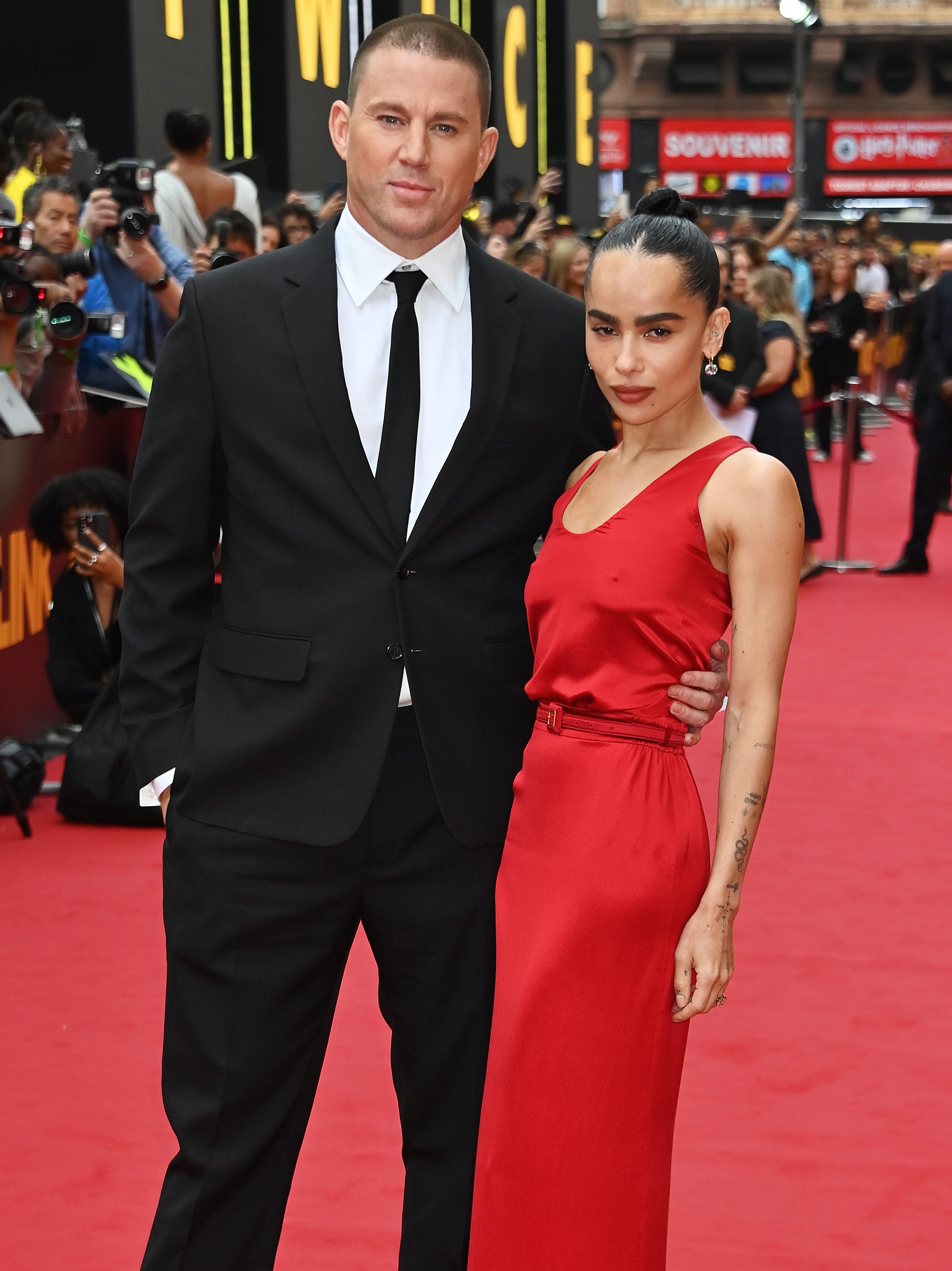LONDON, ENGLAND - AUGUST 19: Channing Tatum and Zoe Kravitz attend the European Premiere of "Blink Twice" at Odeon Luxe Leicester Square on August 19, 2024 in London, England. (Photo by Dave Benett/WireImage)