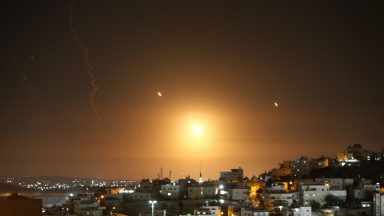 HEBRON, WEST BANK - OCTOBER 01: Many rockets, fired from Iran, are seen over Jerusalem from Hebron, West Bank on October 01, 2024. The Israeli army announced that missiles were fired from Iran towards Israel and sirens were heard across the country, especially in Tel Aviv. (Photo by Wisam Hashlamoun/Anadolu via Getty Images)