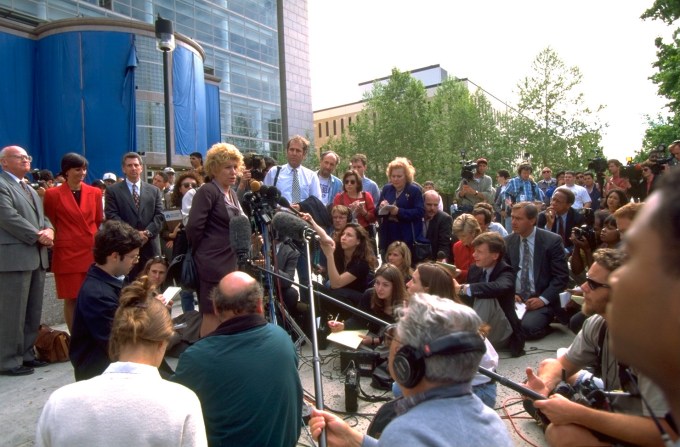 Leslie Abramson in Front of Reporters