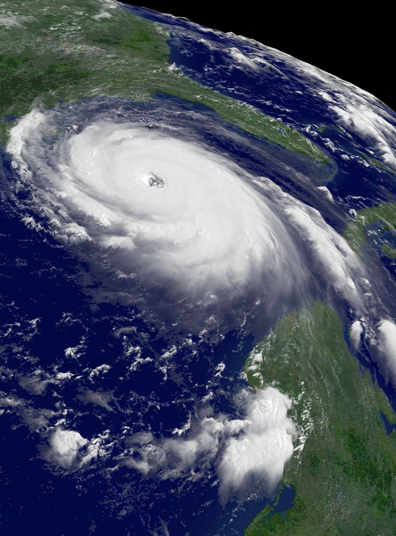 Hurricane Katrina is seen in the Gulf of Mexico August 28, 2005. According to reports, the storm has sustianed winds of nearly 175 mph and is expected to make landfall in the Gulf Coast as early as August 29. Katrina has been upgraded to a Category 5 storm and could cause storm surges of up to 25 feet. (Photo by NOAA via Getty Images)