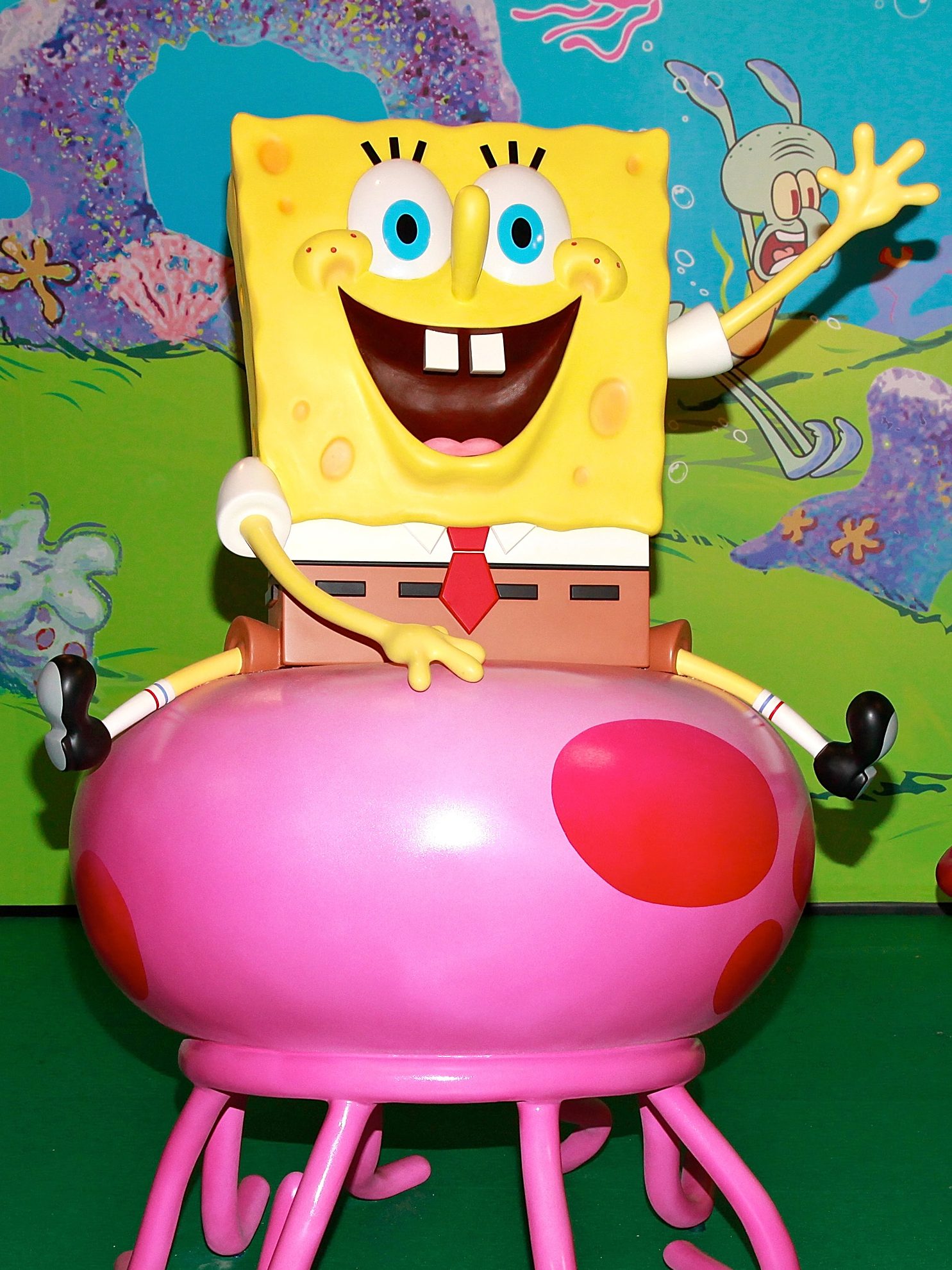 NEW YORK - JULY 15:  The cartoon character Spongebob Squarepants wax figure is displayed at the unveiling at Madame Tussauds on July 15, 2009 in New York city.  (Photo by Charles Eshelman/FilmMagic)