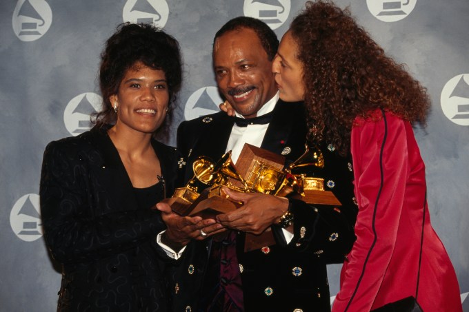 Quincy Jones and Daughters At the 1991 Grammy Awards