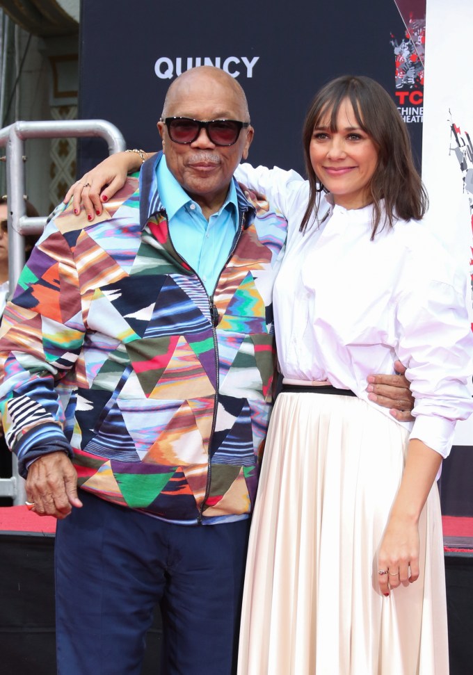 Quincy Jones and Rashida Jones At the Hand And Footprint Ceremony