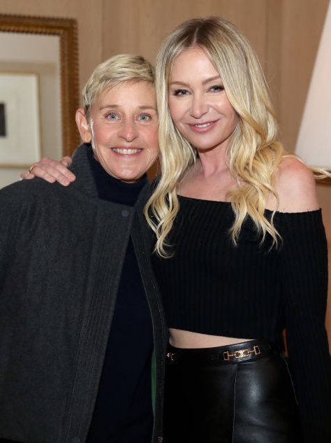 SAN FRANCISCO, CALIFORNIA - MARCH 17:(L-R) Ellen DeGeneres and Portia de Rossi are seen as RH Celebrates The Unveiling of RH San Francisco, The Gallery at the Historic Bethlehem Steel Building on March 17, 2022 in San Francisco, California. (Photo by Kelly Sullivan/Getty Images for RH)