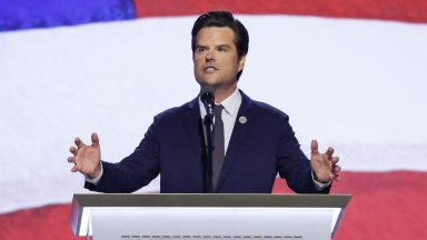 MILWAUKEE, WISCONSIN - JULY 17: U.S. Rep. Matt Gaetz (R-FL) speaks on stage on the third day of the Republican National Convention at the Fiserv Forum on July 17, 2024 in Milwaukee, Wisconsin. Delegates, politicians, and the Republican faithful are in Milwaukee for the annual convention, concluding with former President Donald Trump accepting his party's presidential nomination. The RNC takes place from July 15-18.  (Photo by Alex Wong/Getty Images)