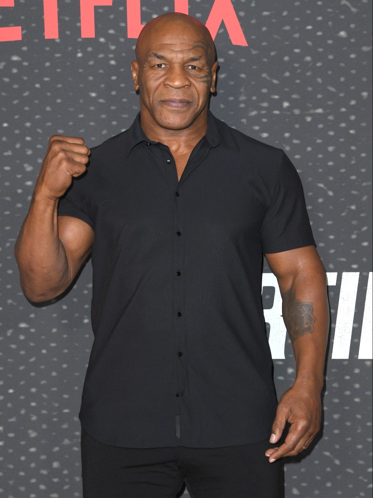 LOS ANGELES, CALIFORNIA - SEPTEMBER 23: Mike Tyson arrives at the Los Angeles Premiere Of Netflix's "Starting 5" at The Egyptian Theatre Hollywood on September 23, 2024 in Los Angeles, California. (Photo by Steve Granitz/FilmMagic)