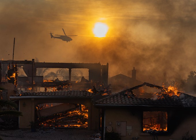 A Helicopter Over the Destruction