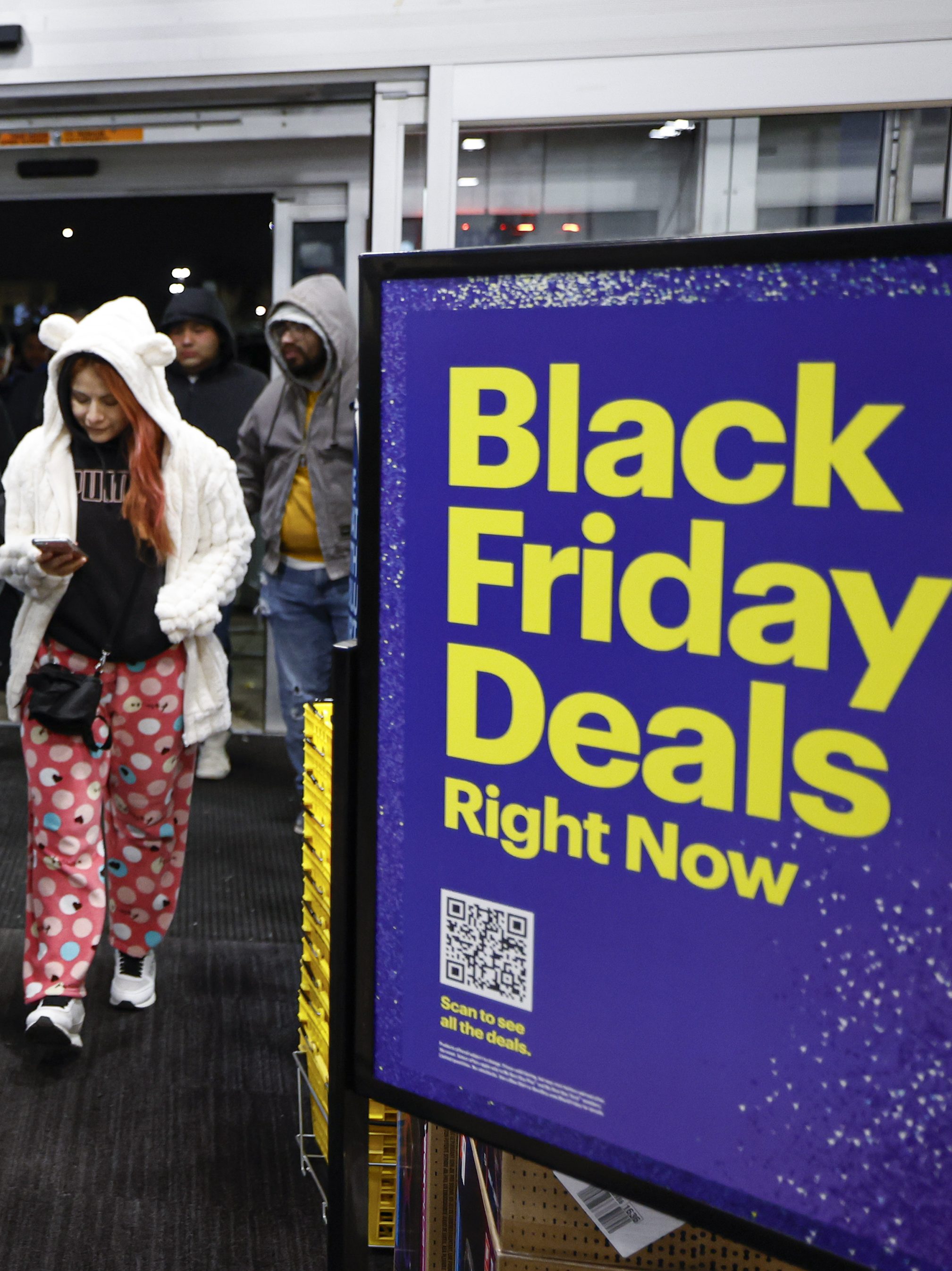 BURBANK, ILLINOIS - NOVEMBER 29: First shoppers arrive at Best Buy store on Black Friday on November 29, 2024 in Burbank, Illinois. Black Friday marks the official start of the holiday shopping season. (Photo by Kamil Krzaczynski/Getty Images)