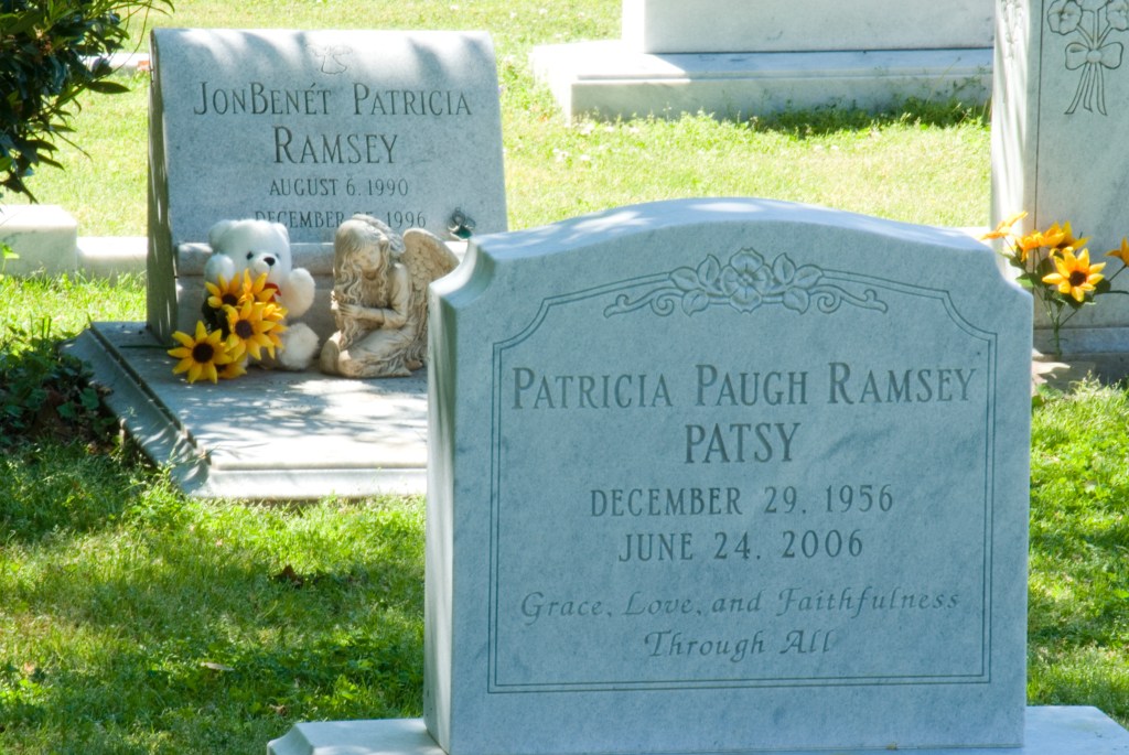 Headstones of Patricia Paugh Ramsey Patsy and JonBenet Patricia Ramsey. (Photo by Douglas Keister/Corbis via Getty Images)