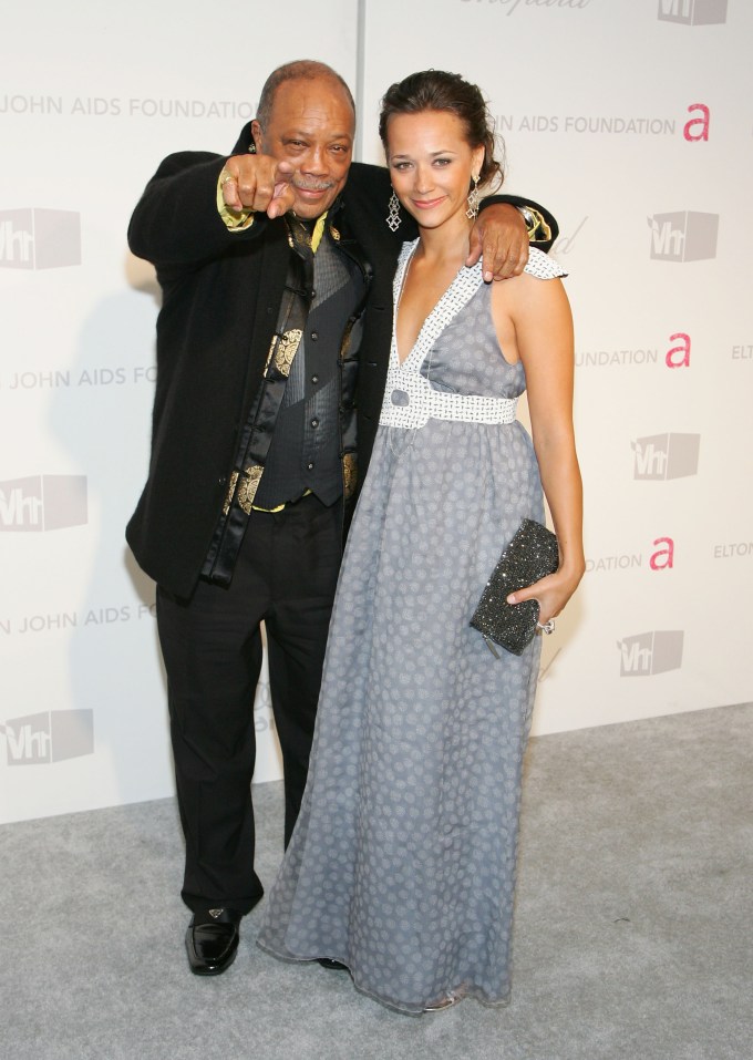 Quincy Jones and Rashida Jones At the 15th Annual Elton John AIDS Foundation Oscar Party