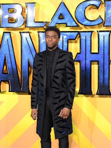 LONDON, ENGLAND - FEBRUARY 08:  Chadwick Boseman attends the European Premiere of 'Black Panther' at Eventim Apollo on February 8, 2018 in London, England.  (Photo by Karwai Tang/WireImage)