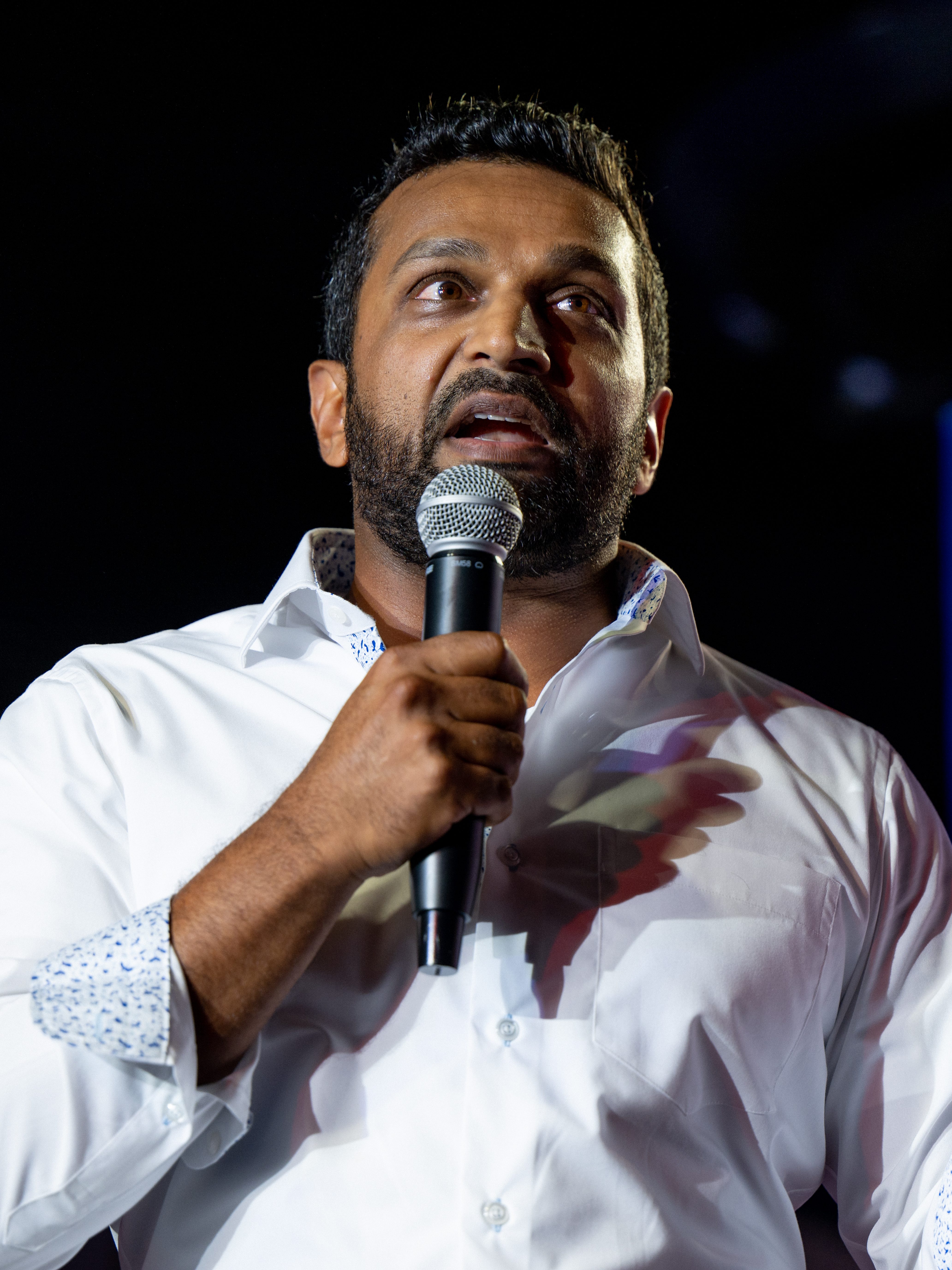 TUCSON, ARIZONA - JULY 31: Kash Patel, a former chief of staff to then-acting Secretary of Defense Christopher Miller, speaks during a campaign event for Republican election candidates at the Whiskey Roads Restaurant & Bar on July 31, 2022 in Tucson, Arizona. With less than two days to go before the Arizona primary election, candidates continue campaigning across the state. (Photo by Brandon Bell/Getty Images)