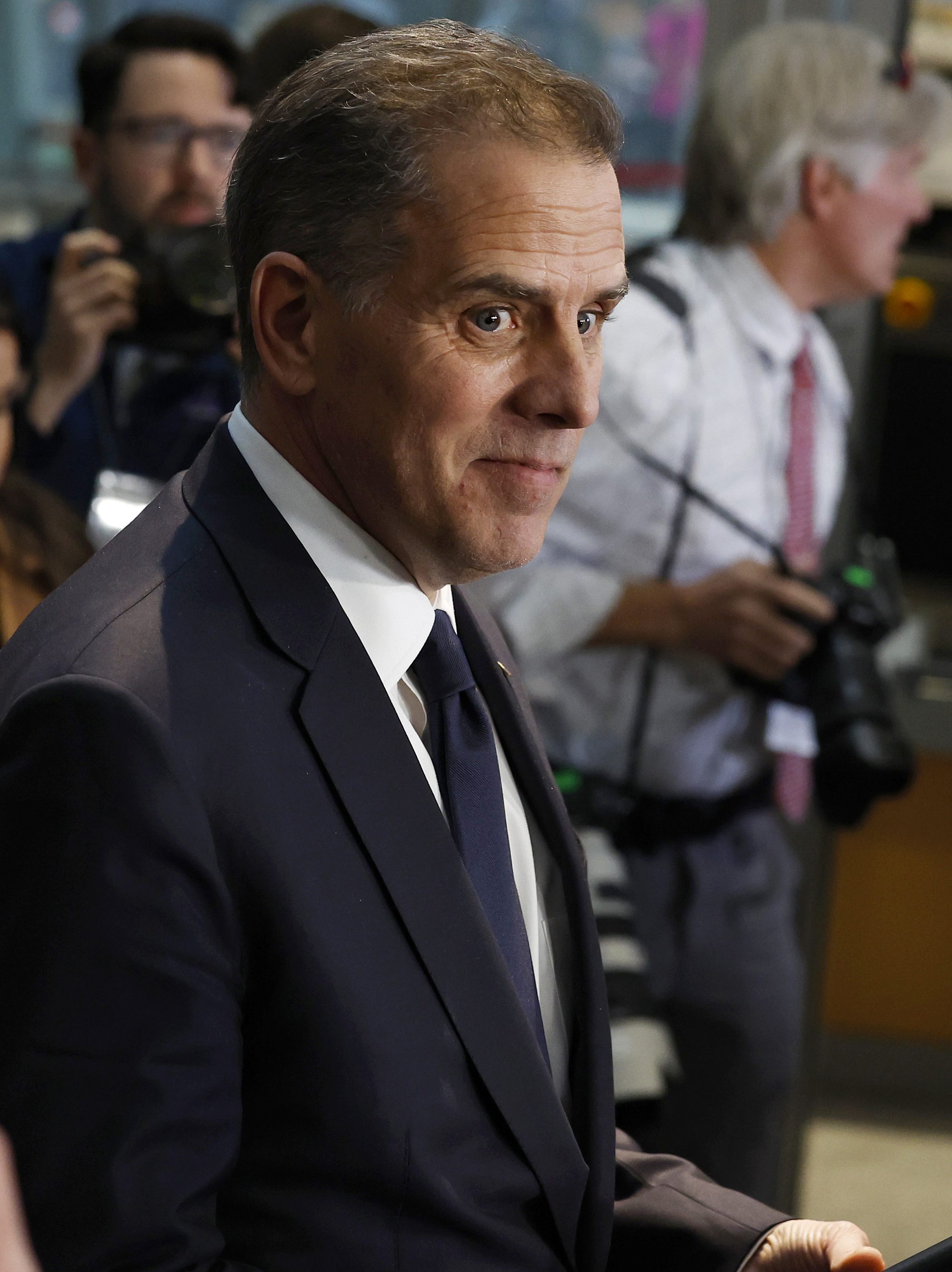 WASHINGTON, DC - FEBRUARY 28: Hunter Biden, son of U.S. President Joe Biden, departs from a closed-door deposition before the House Committee on Oversight and Accountability, and House Judiciary Committee in the O’Neill House Office Building on February 28, 2024 in Washington, DC. The meeting is part of the Republicans’ impeachment inquiry into President Joe Biden. (Photo by Anna Moneymaker/Getty Images)