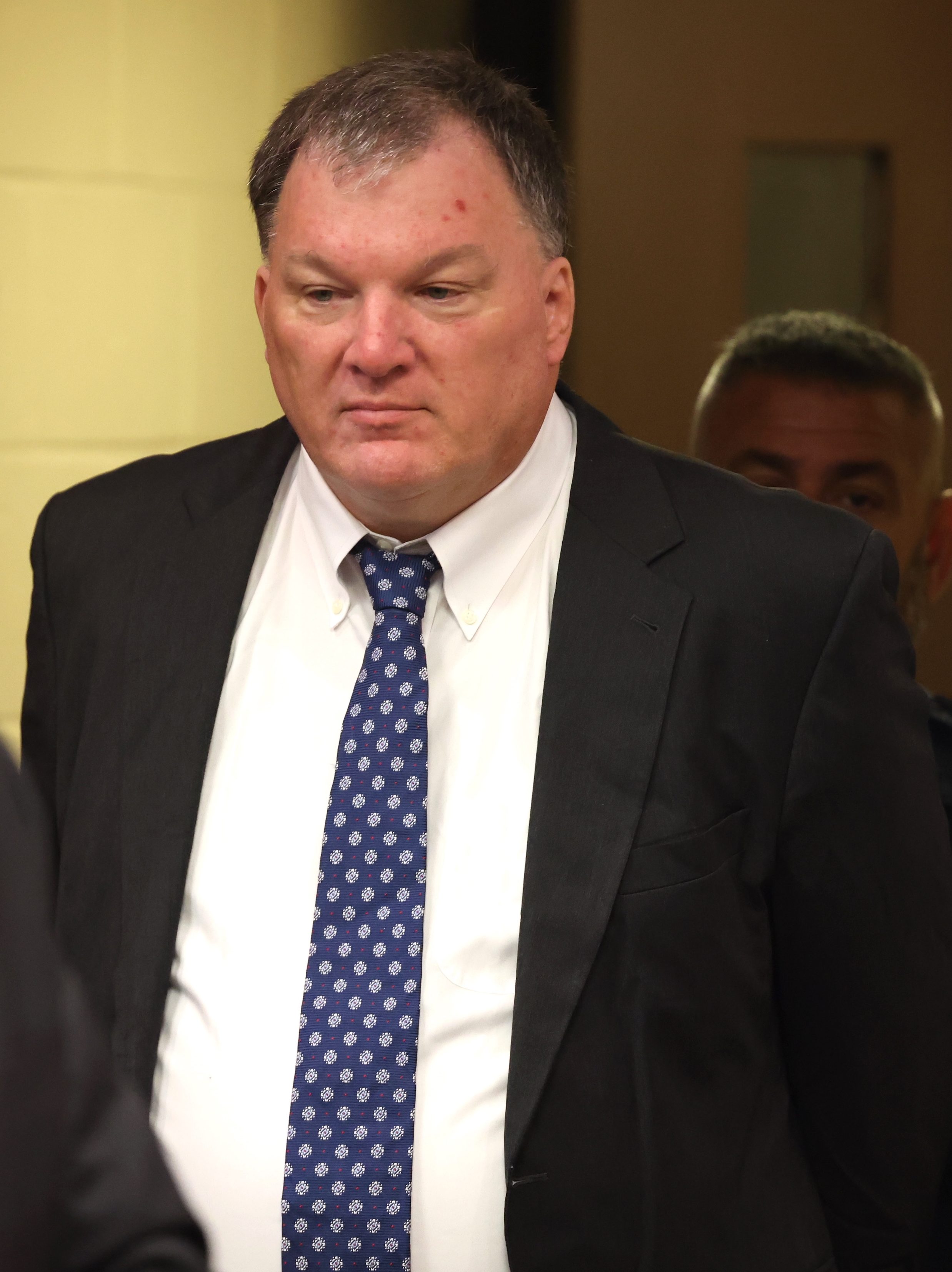 Riverhead, N.Y.: Alleged Gilgo Beach serial killer Rex Heuermann, appears in court at Suffolk County Court in Riverhead, New York on July 30, 2024. Heuermann appeared in court for the first time since being arraigned on a second superseding indictment last month. (Photo by James Carbone/Newsday RM via Getty Images)