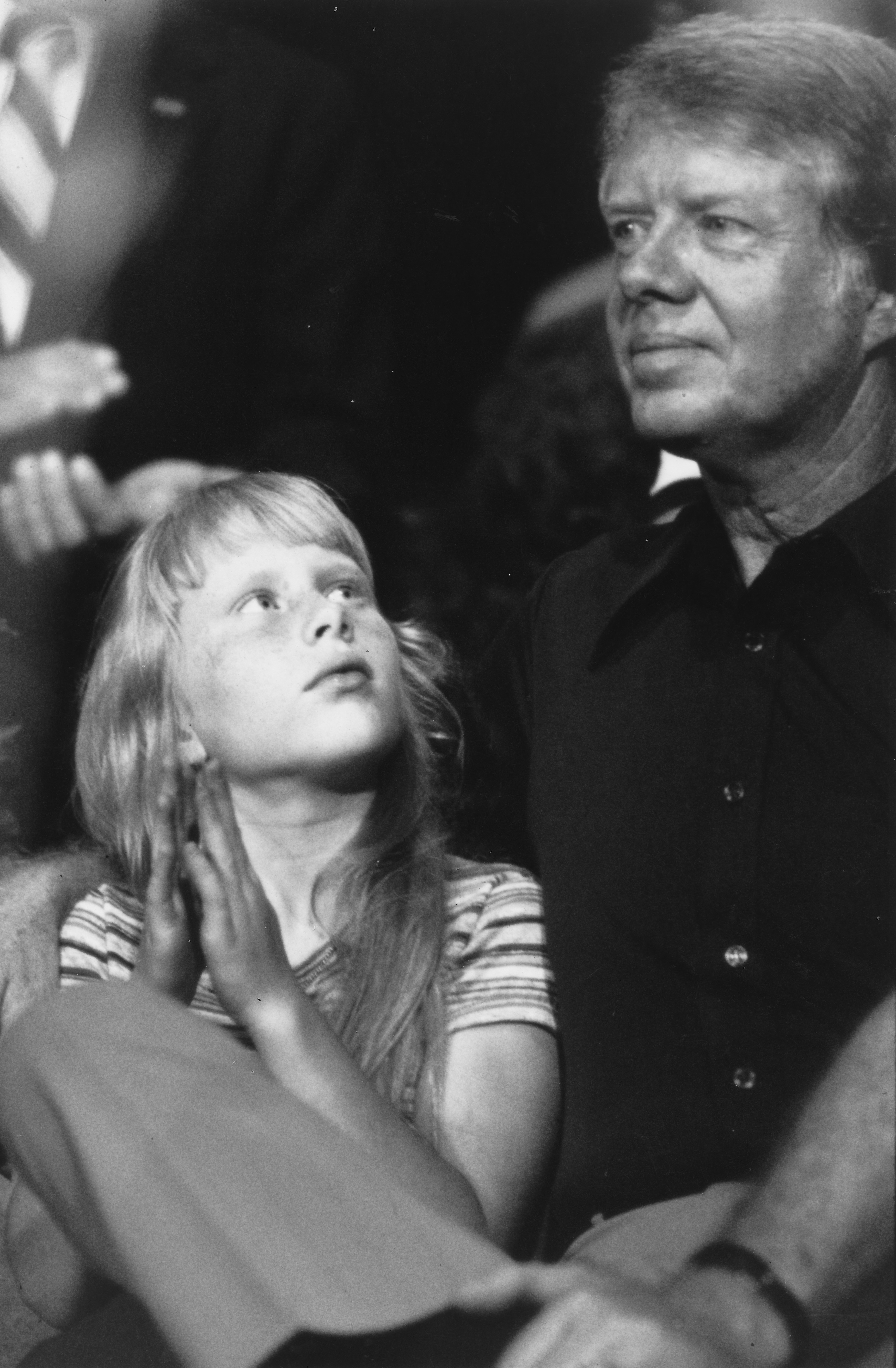 Jimmy Carter with his daughter, Amy, during his campaign for President, in 1976