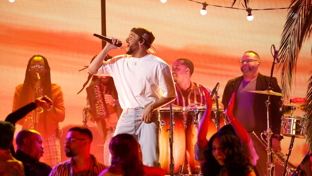 LOS ANGELES, CALIFORNIA - FEBRUARY 05: (FOR EDITORIAL USE ONLY) Bad Bunny performs onstage during the 65th GRAMMY Awards at Crypto.com Arena on February 05, 2023 in Los Angeles, California. (Photo by Frazer Harrison/Getty Images)