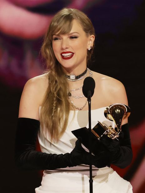 LOS ANGELES, CALIFORNIA - FEBRUARY 04: Taylor Swift accepts the Best Pop Vocal Album award for “Midnights” onstage during the 66th GRAMMY Awards at Crypto.com Arena on February 04, 2024 in Los Angeles, California. (Photo by Kevin Winter/Getty Images for The Recording Academy)