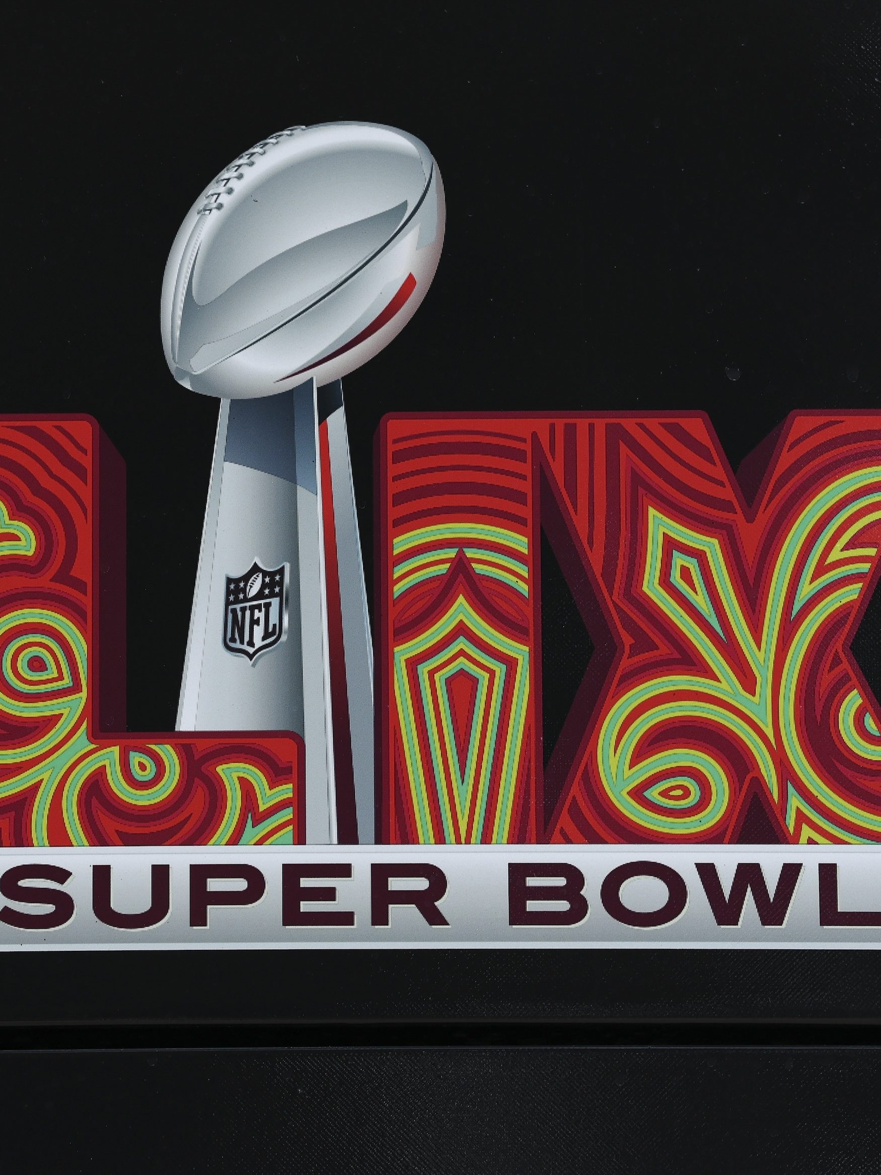 NEW ORLEANS, LOUISIANA -  DECEMBER 01: The Super Bowl LIX logo as part of a Verizon ad on December 01, 2024 in New Orleans, Louisiana. (Photo by Aaron M. Sprecher/Getty Images)