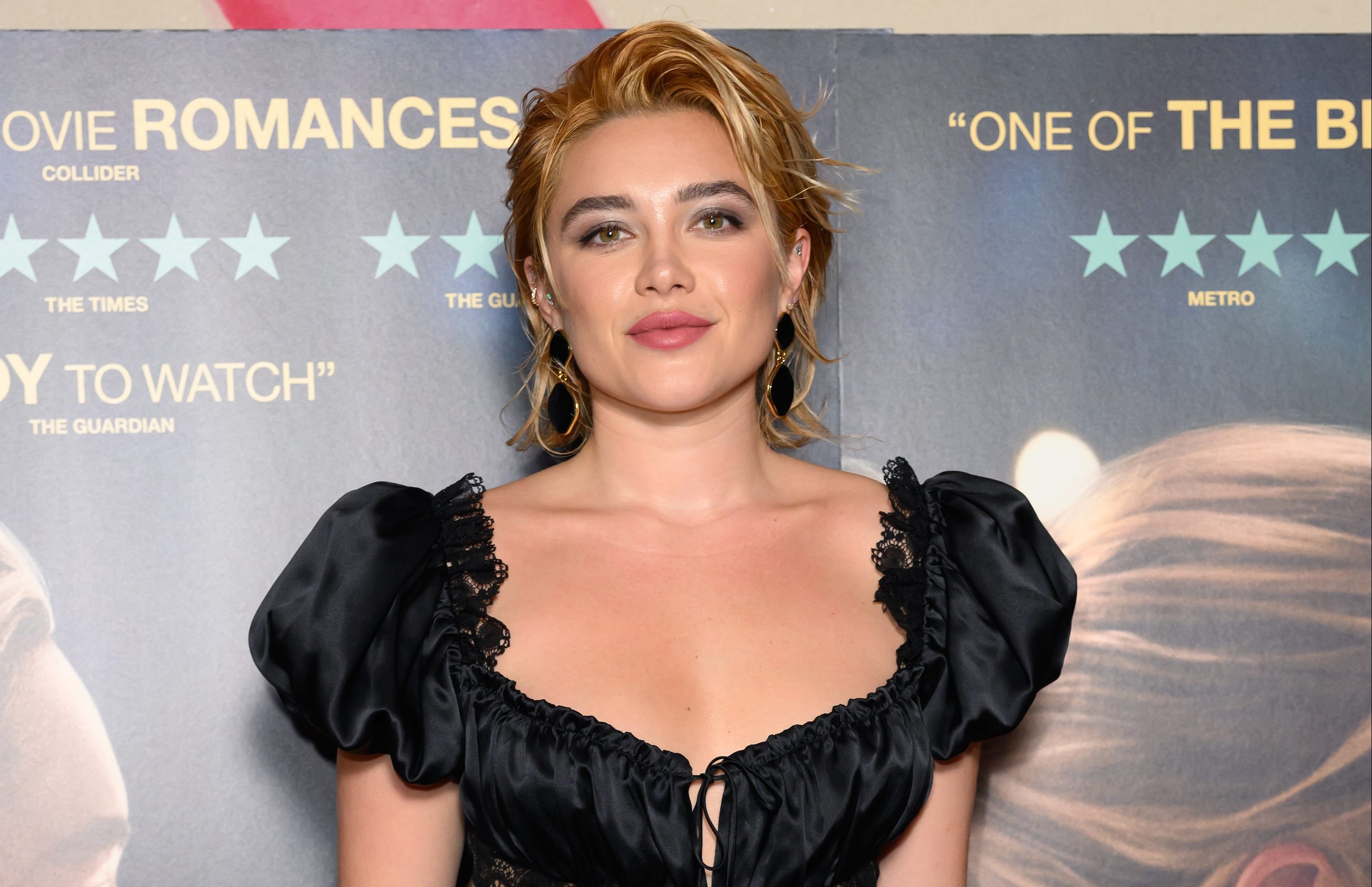 LONDON, ENGLAND - DECEMBER 20: Florence Pugh attends the "We Live In Time" Special Screening at the Ham Yard Hotel on December 20, 2024 in London, England. (Photo by Karwai Tang/WireImage)