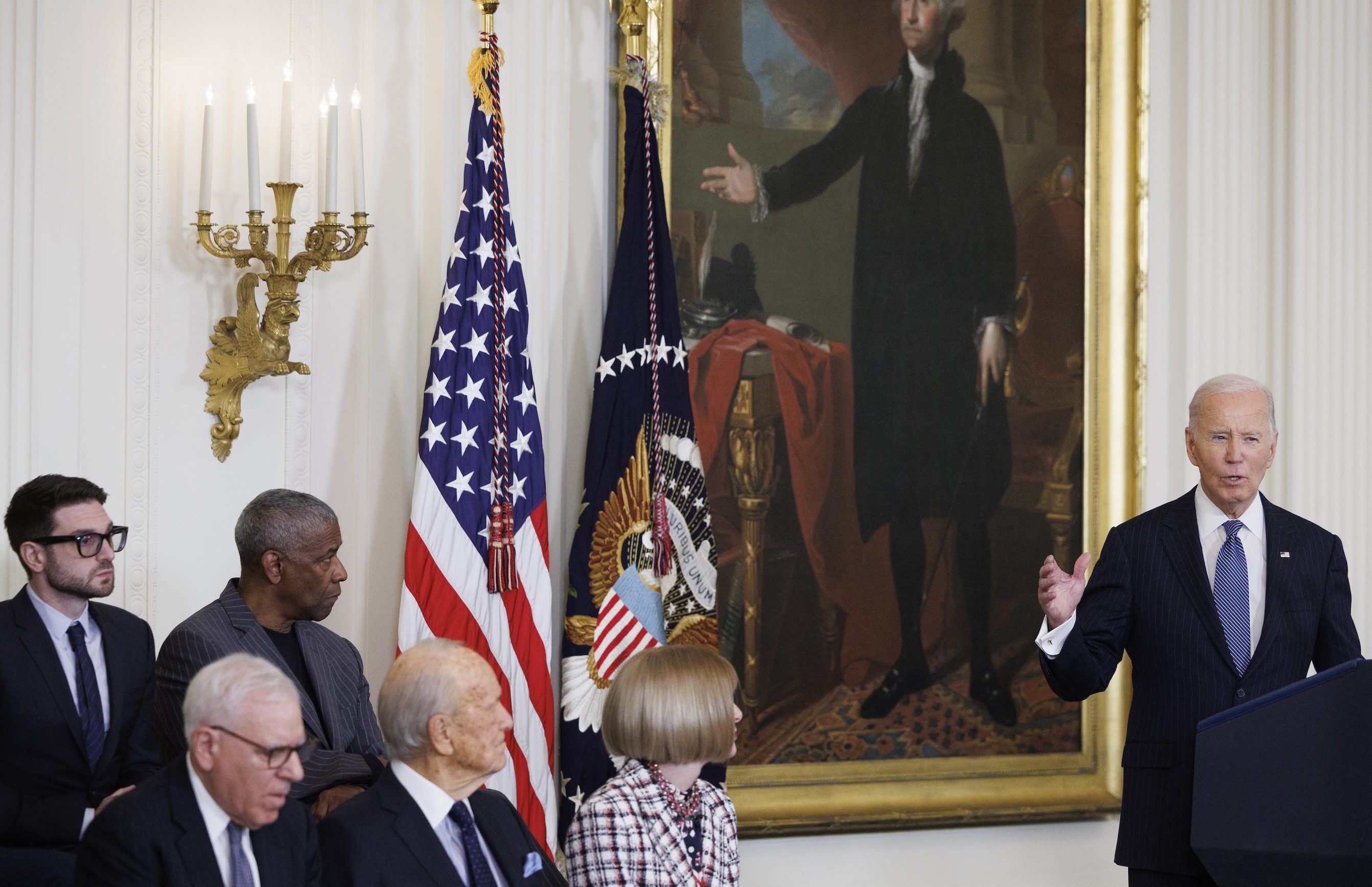 WASHINGTON, DC - JANUARY 4: President Joe Biden speaks during a ceremony for the presentation of the Medal of Freedom, in the East Room of the White House on January 4, 2025 in Washington, DC. (Photo by Tom Brenner/Getty Images)