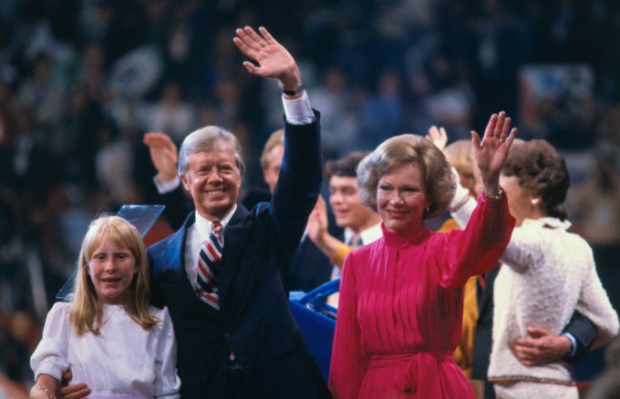 Jimmy Carter and Family Waving to Supporters in 1980